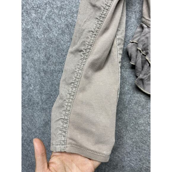 Free People Jacket Womens 4 Taupe Gray Corduroy Ruffle Peplum Romantic Military - Picture 13 of 16